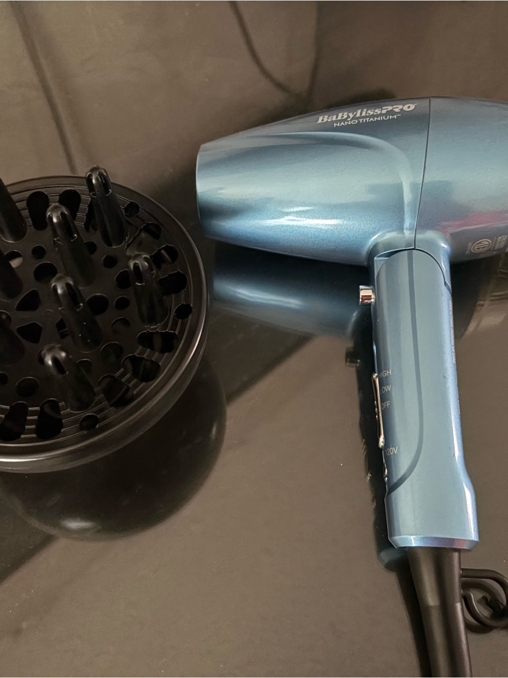 BaBylissPRO Blue Nano Titanium Hair Dryer with Diffuser
